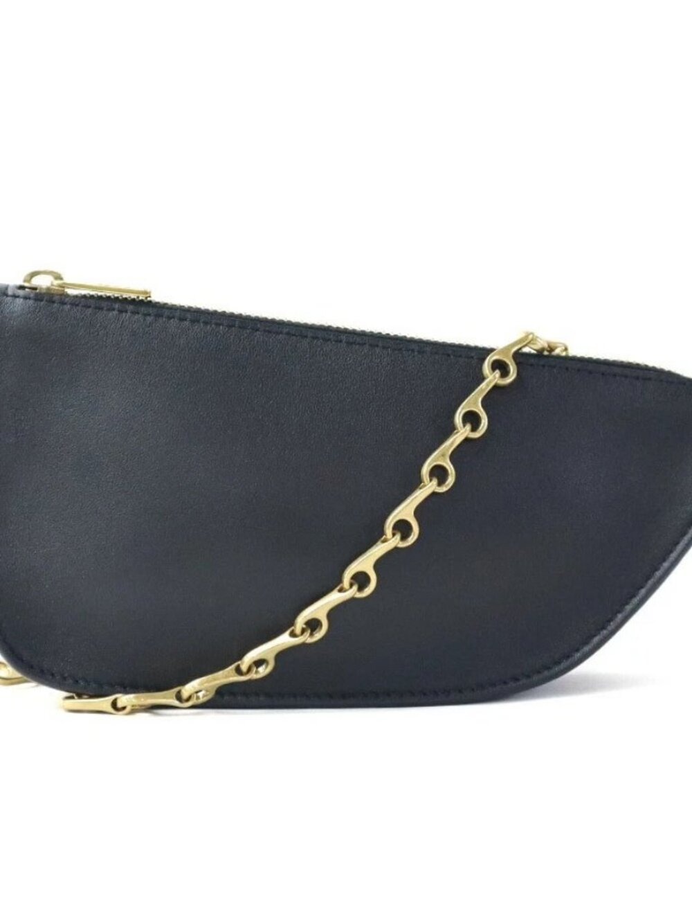Auth BURBERRY Chain Shoulder Bag Black/Gold Leather/Metal - e62241k
